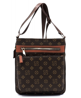 Monogrammed Crossbody Bag CS1238 BROWN/TAN